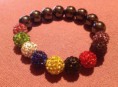 pulsera bolas multicolor rhinstone y bolas metalicas
